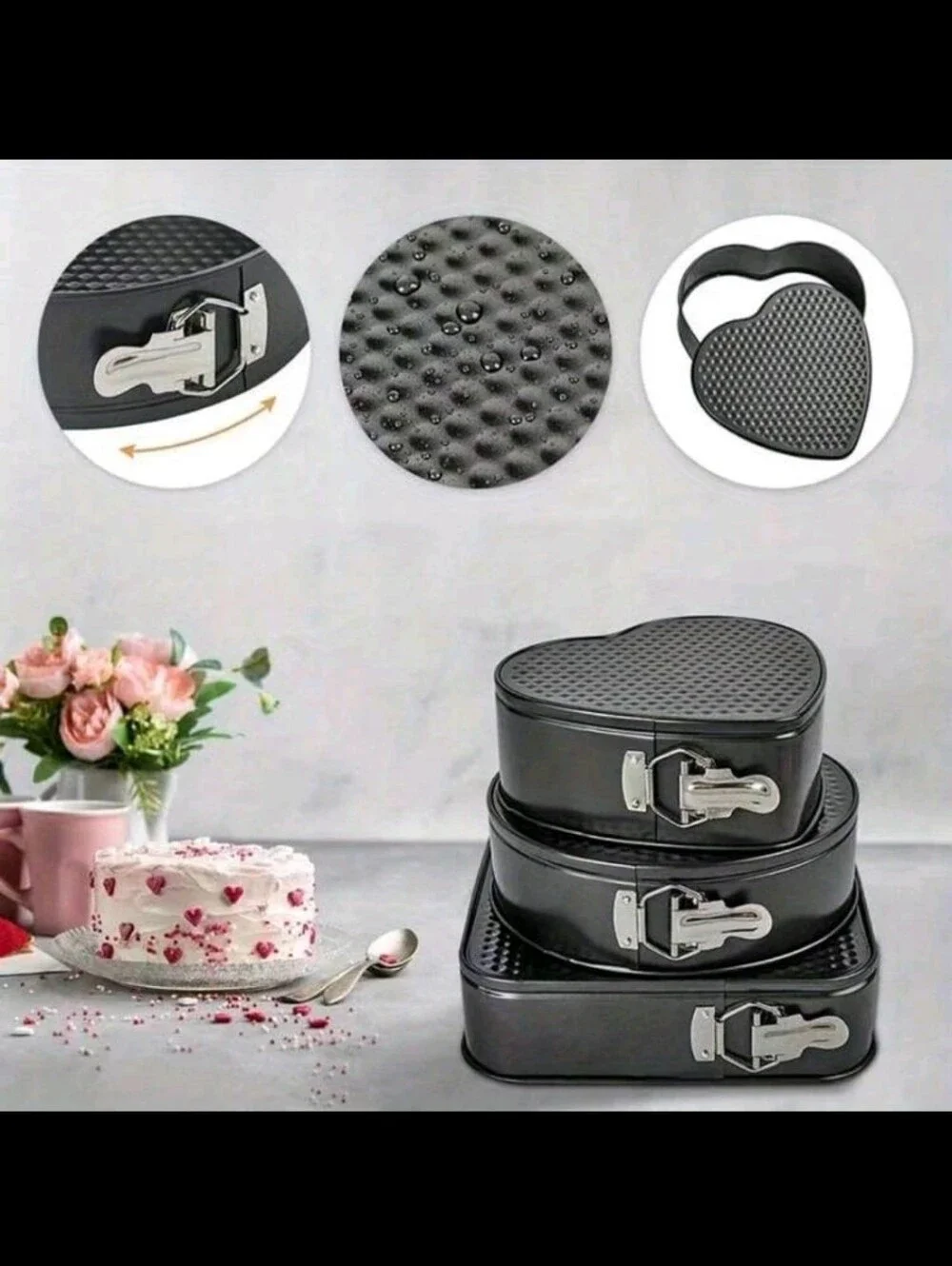 Nonstick Springform Cake Pan Set - Black - Unbranded